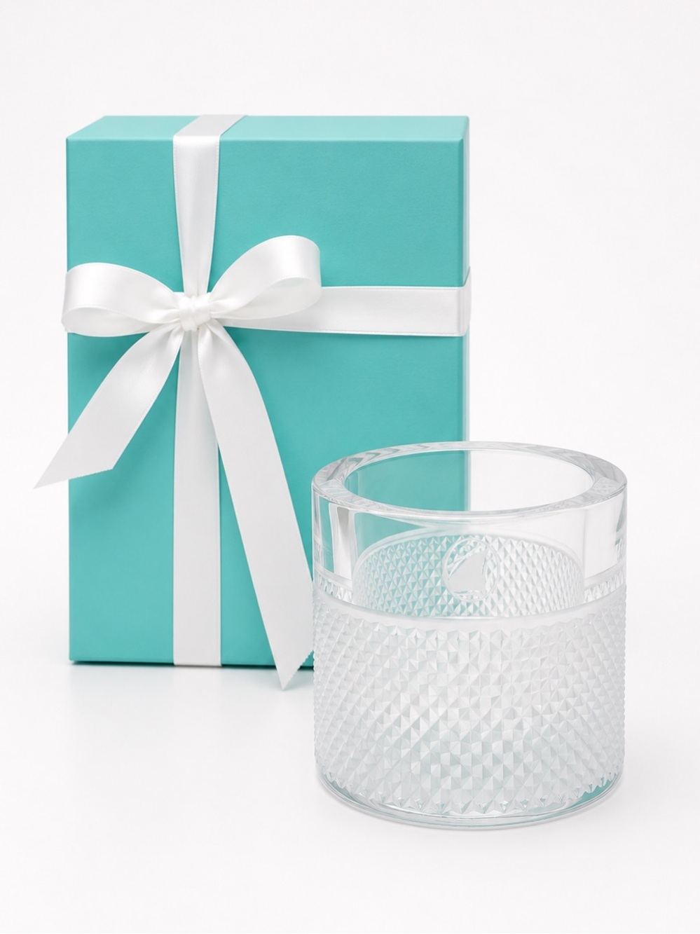 NEW - Tiffany & Co Diamond Point Candle Votive Holder Lead Crystal Cruise Yacht